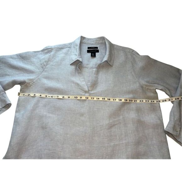 Tahari 100% linen light blue long sleeve tunic - 1X - Picture 6 of 7